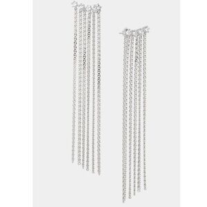 NWT Nadri Cleo Fringe Drop Earrings in Silver